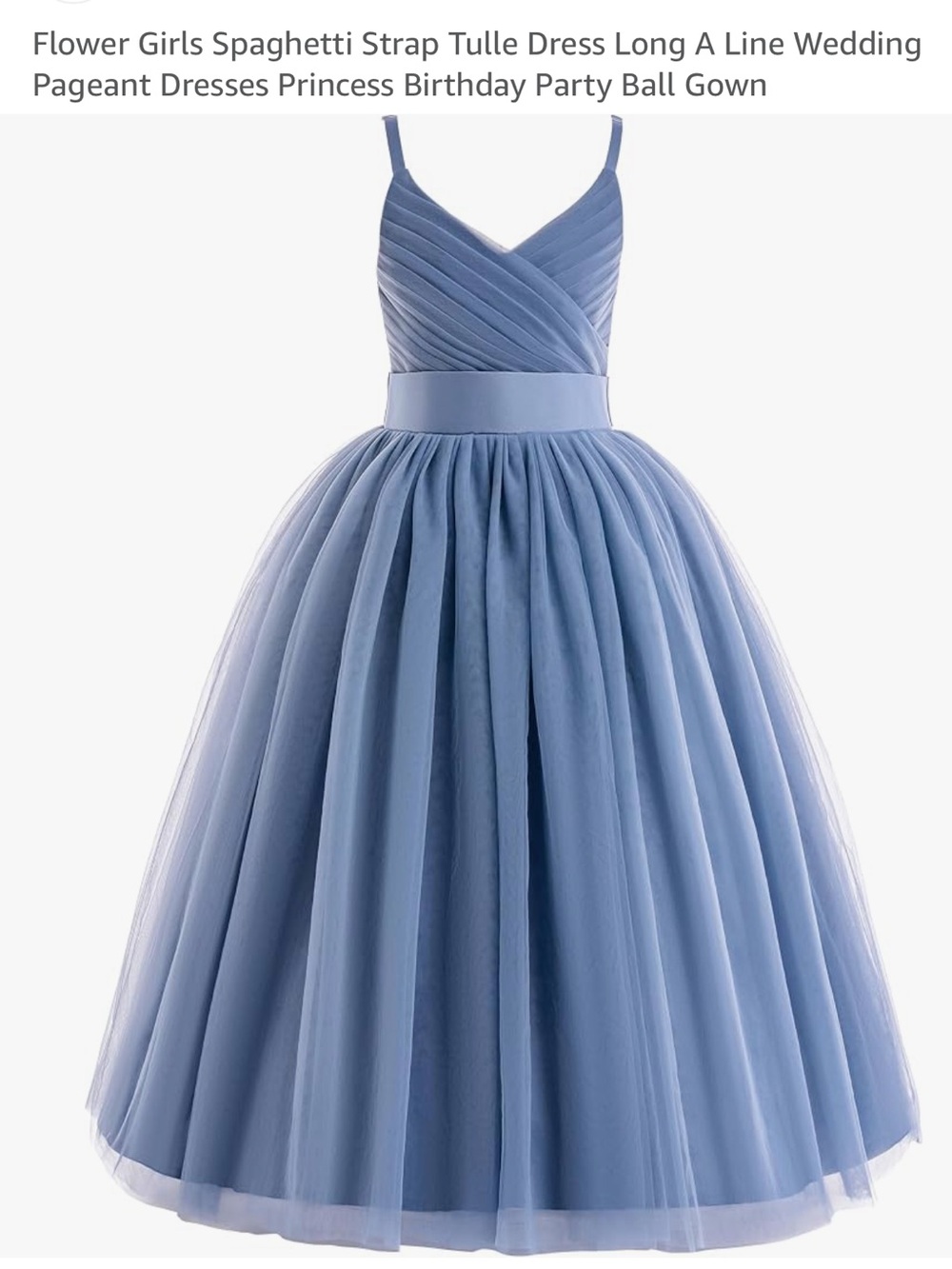 Girls Blue Tulle Spaghetti Strap Party Dress